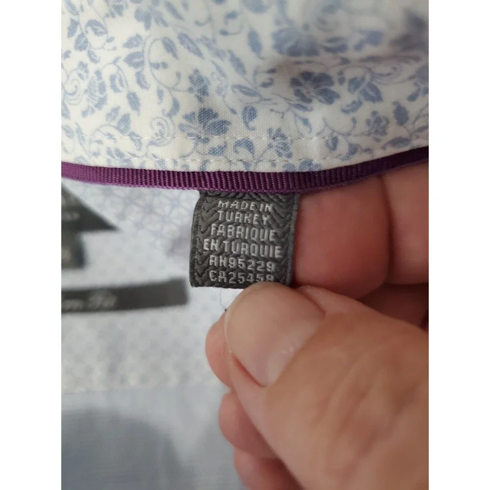 Ted Baker London Modern Fit Blue Flip Cuff Button-Down Long Sleeve Shirt Neck 16 - Picture 5 of 7